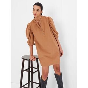 GAP NWT Puff Sleeve Cotton Corduroy Dress Brown Women’s XXL 100% Cotton